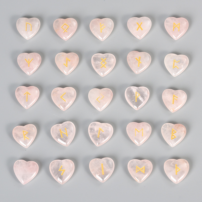 Amazon europeo y americano Venta caliente 25 cristal natural amor Luen carta ruoni Rune cristal piedra