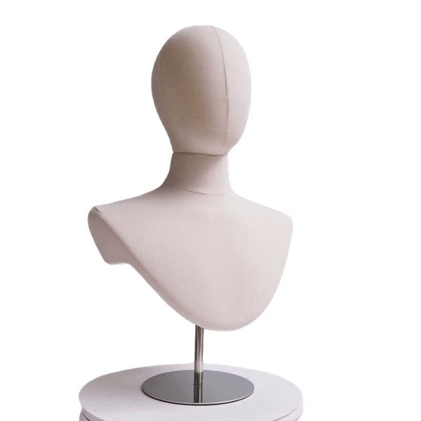 Head mold chest piece with silver base (height adjustable)