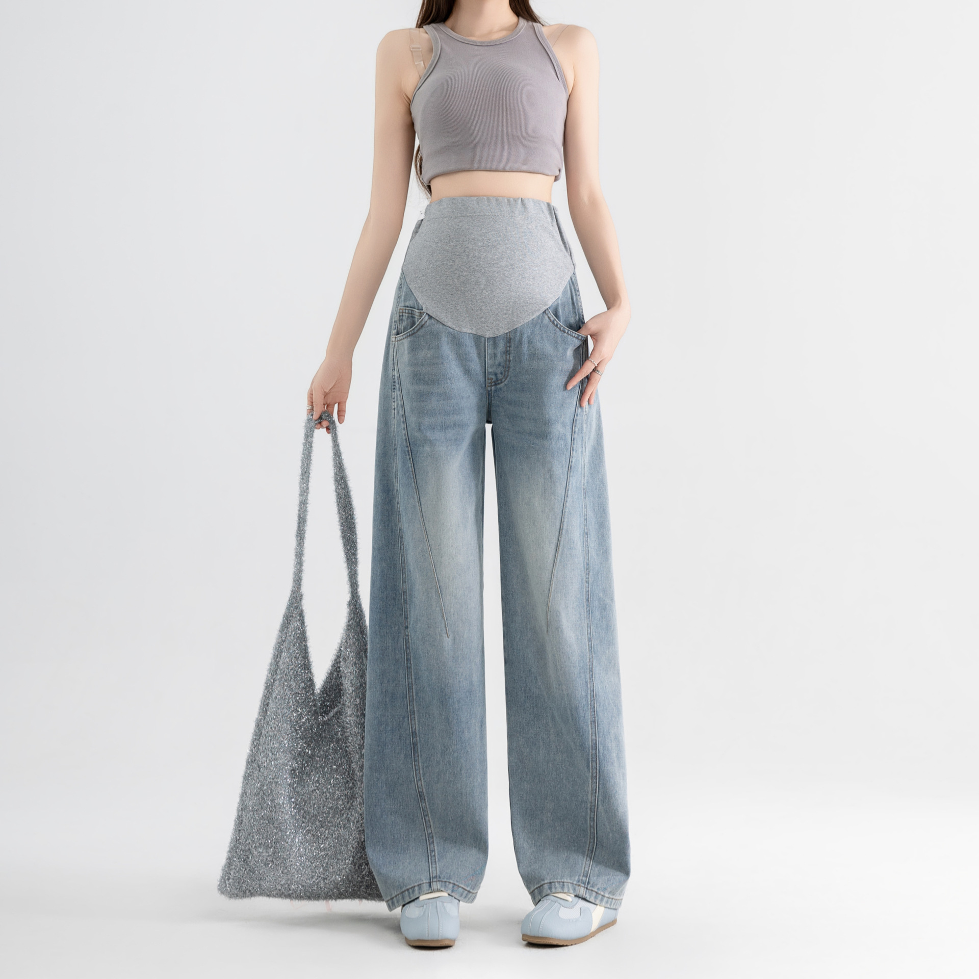 越境品質の妊婦のジーパン