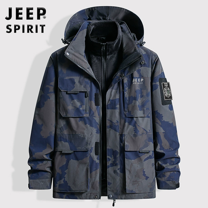 Осенне-зимняя мужская молодежная повседневная куртка, комплект из двух предметов со съемной подкладкой, куртка большого размера с капюшоном 88988JP