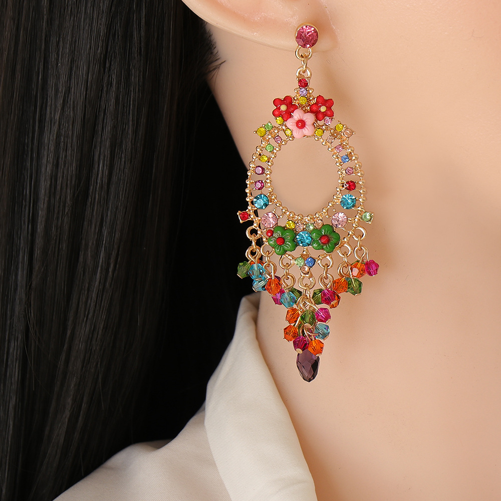 Fashion Rhinestone Long Carved Bohemian Alloy Earrings Wholesale display picture 18