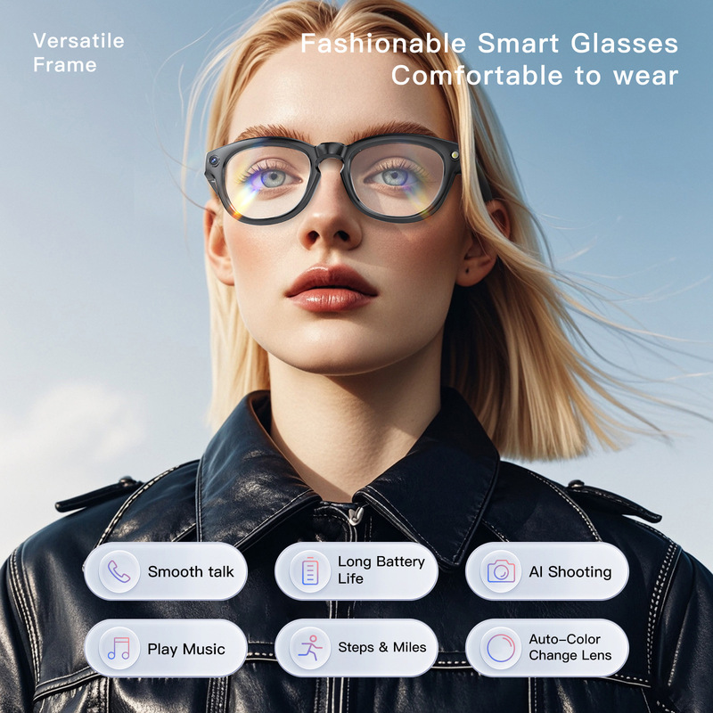 AI撮影スマートグラスカメラ付き色変化レンズHD写真とビデオ物体認識翻訳Bluetoothメガネ|undefined
