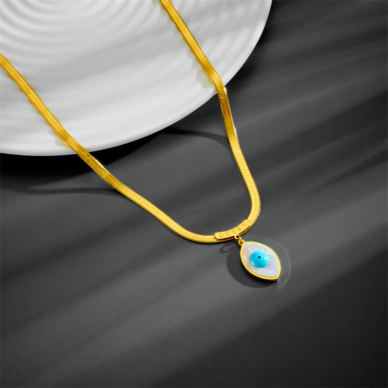 Fashion Eye Titanium Steel Plating Inlay Shell Pendant Necklace 1 Piece