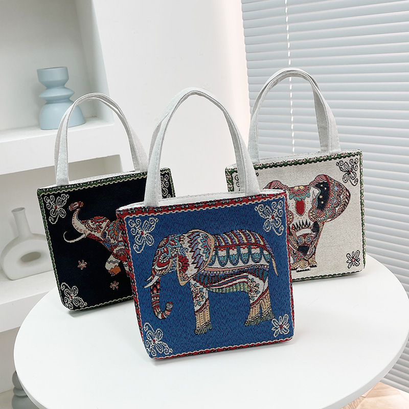 Capacious ethnic double-sided shopping bag for mother and baby