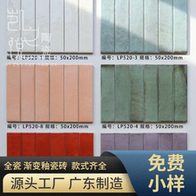 广东中古风绿色做旧斑驳肌理亮光渐变釉面手工长条瓷砖厨房浴室墙