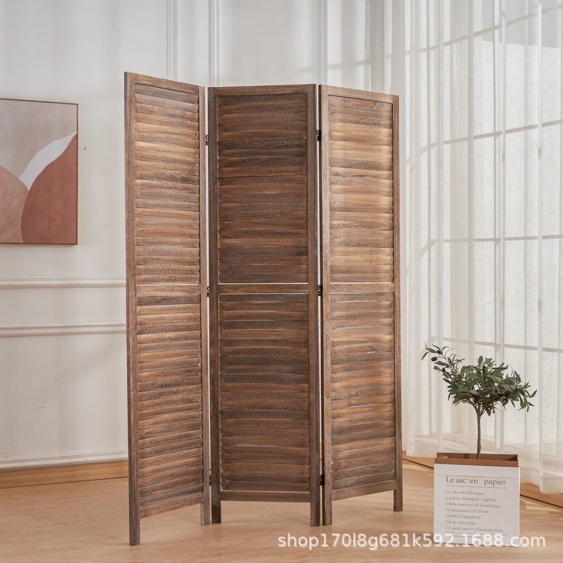 Biombo plegable estilo retro INS para apartamentos de alquiler, biombo plegable estilo europeo para entrada, sala de estar, mismo estilo que en Xiaohongshu.