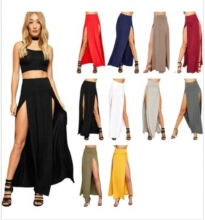 Solid Color Waist Irregular Slit Long��ɫ������Ҏ�tȹ�羳