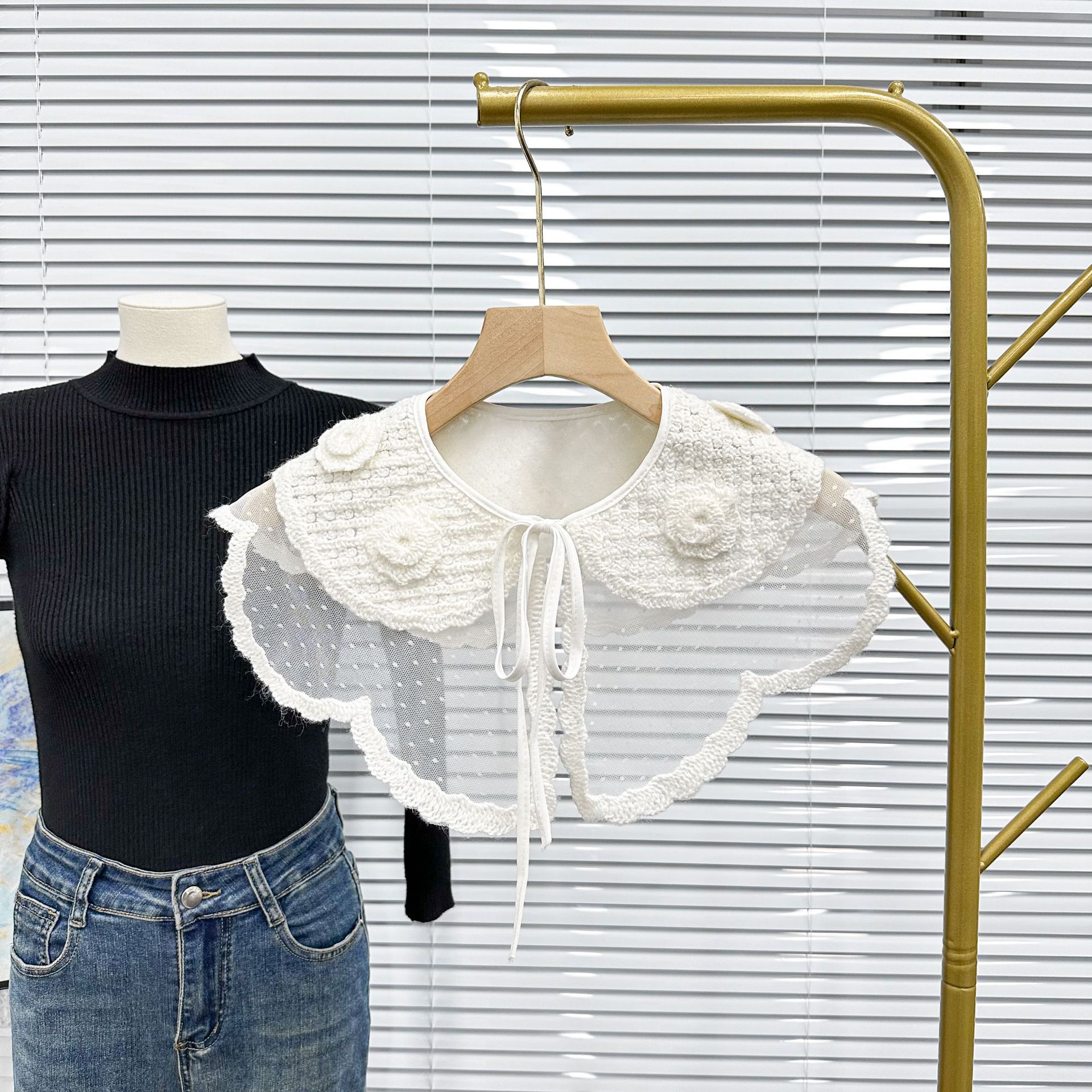 Transfronterizo para bordados de doble capa de algodón blanco, nuevos cuatro estaciones para niños con falda decorada con collar falso