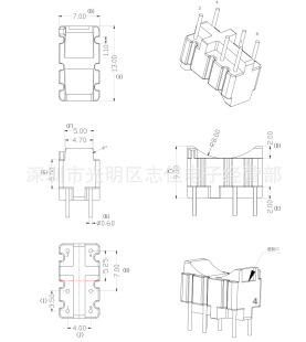 BASE13底座3+3针 磁环底座电感底座BASE磁环基座1307-阿里巴巴