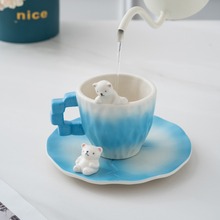 lovely polar bear ceramic coffee set, cup for coffee shop