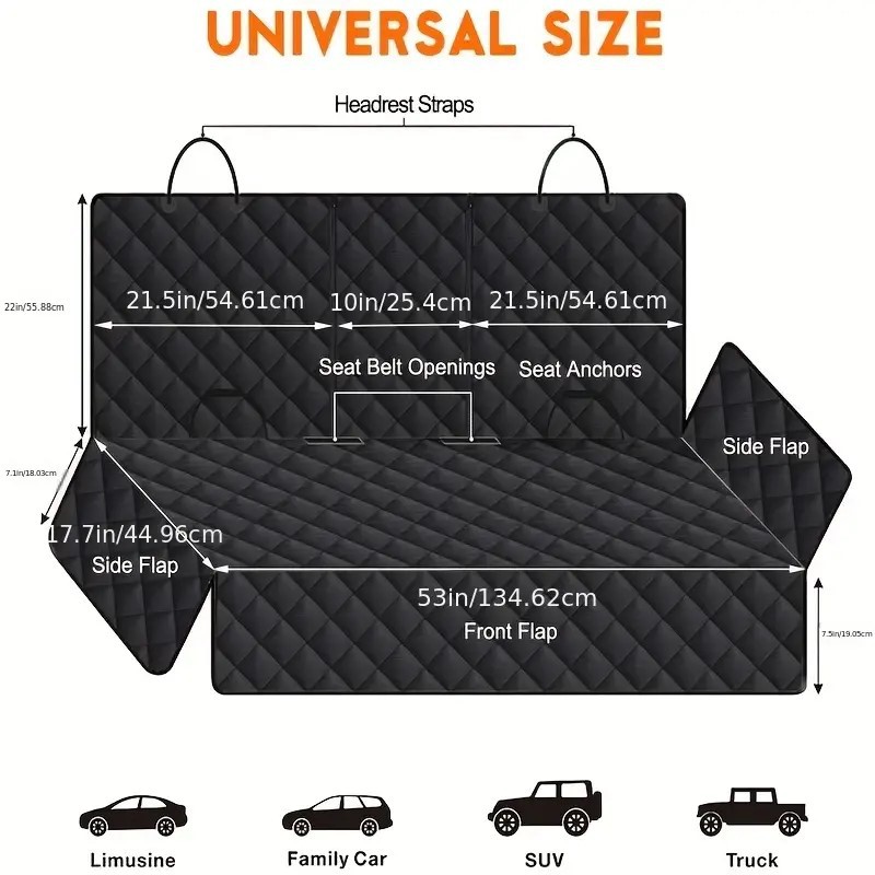 Car Pet Cushion Dog Car Rear Seat Cushion Rear Seat Cushion Waterproof Anti-Dirty Pet Car Cushion Double Seat Thickened