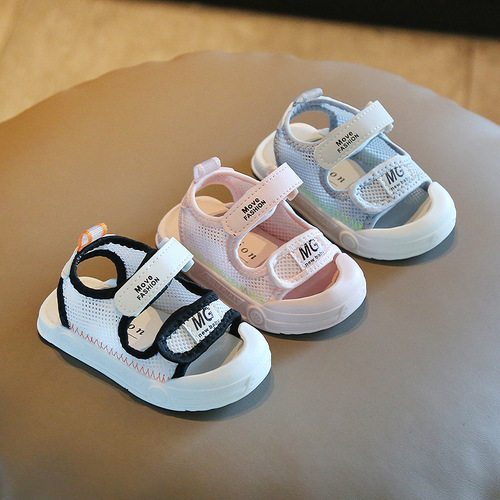 一件代发宝宝网面凉鞋2022秋冬男童纯色0-2岁儿女宝宝学步鞋1