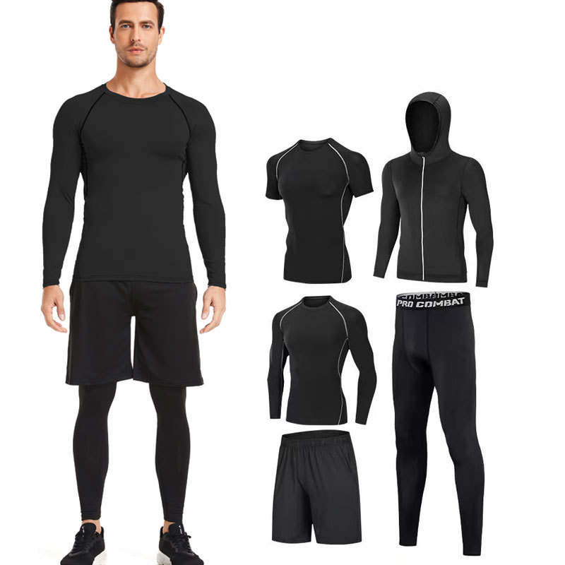 European and American Cross-Border Fitness Clothing Set for Men Pro Quick-Drying T-Shirt Running Elastic Tights Marathon Sportswear Set European and American Cross-Border Fitness Clothing Set for Men Pro Quick-Drying T-Shirt Running Elastic Tights Marathon Sportswear Set