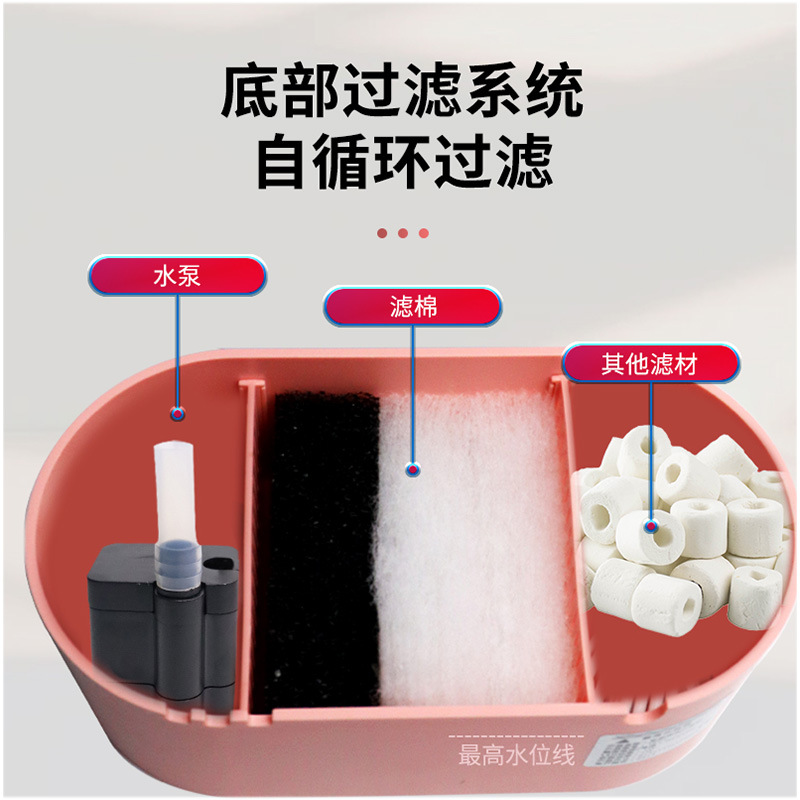 Pecera ovalada de escritorio con oxigenación y filtración de acrílico, pecera integrada para peces betta con luz USB, sin necesidad de cambiar el agua, pecera ornamental.