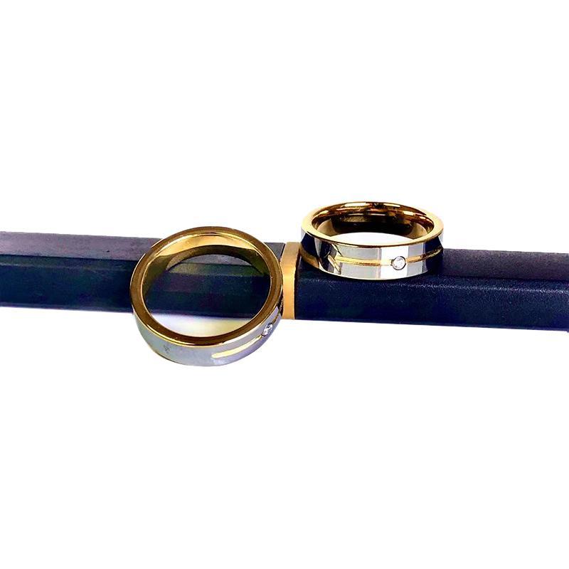 Anillo de tungsteno de acero europeo y americano al por mayor oro CNC incrustado de zircon anillo de pareja de personalidad de la calle universal image 6