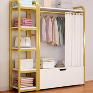 Simple Coat Rack Bedroom Dust-Proof Open Floor-Standing Clothes Rack Curtain Household Clothing Storage Rack Storage Rack