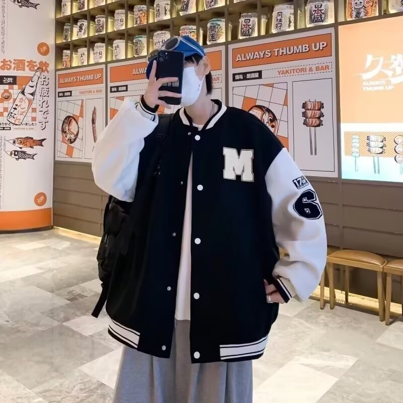 夹克外套百搭男女刺绣棒球服休闲时尚新款情侣潮牌宽松嘻哈机车服