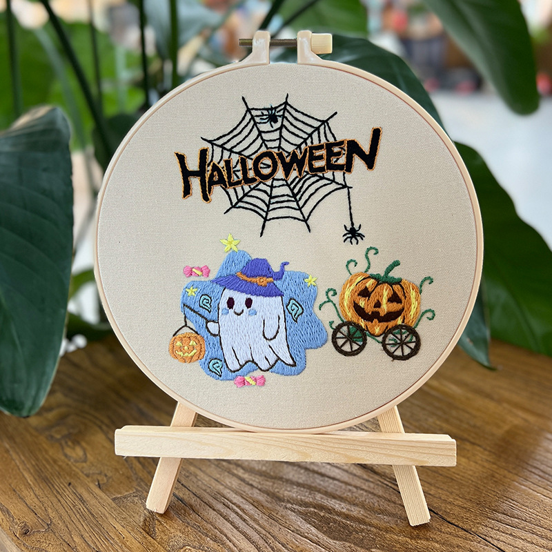 Lu Xiu bordado hecho a mano paquete de material DIY calabaza de Halloween colgando pintura regalo creativo de los niños transfronteriza Inglés pintura colgante