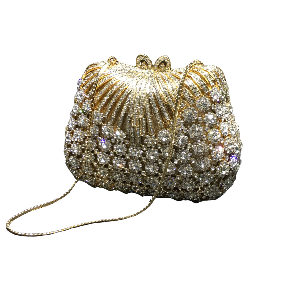 Transfronterizo nuevo estilo de moda bolsas de cena de diamantes flores bolsas tridimensionales bolsas de banquete europeas y estadounidenses bolsas de mano de diamantes clutch new