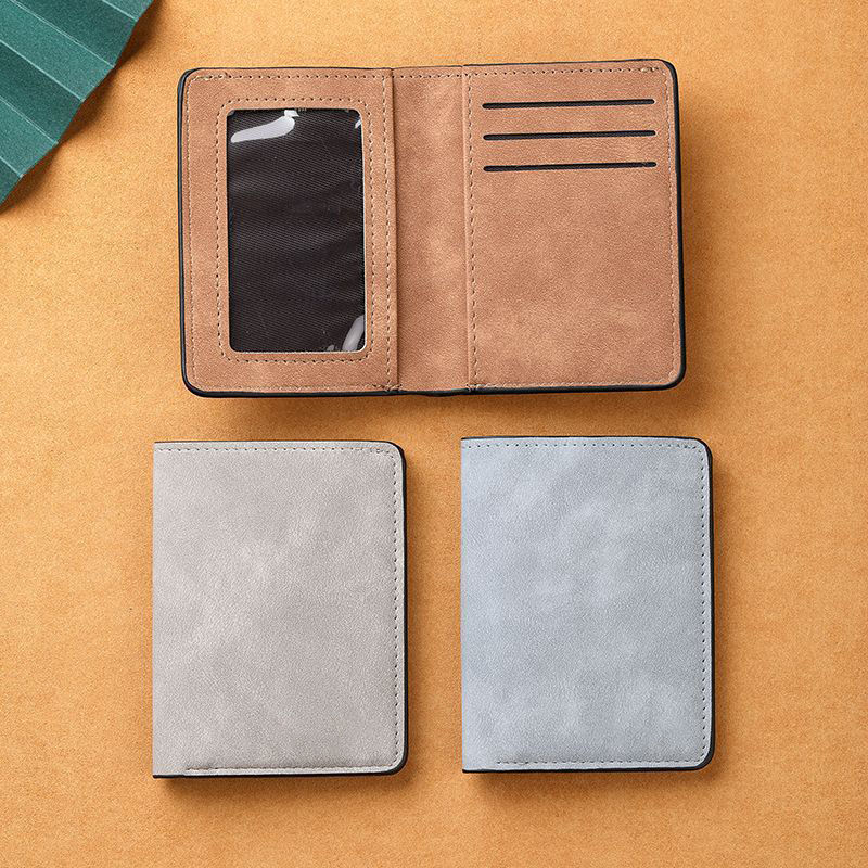 Korean-style ultra-thin short PU two-in-one wallet for men and women, anti-demagnetization card holder for bank cards and ID cards