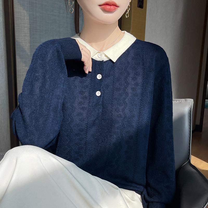 时尚韩系女士针织衫2025秋季新款女装气质宽松显瘦长袖上衣A6877|undefined