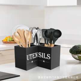 跨境木质角落餐具收纳盒台面勺子筷子分类整理盒实木厨房餐具盒