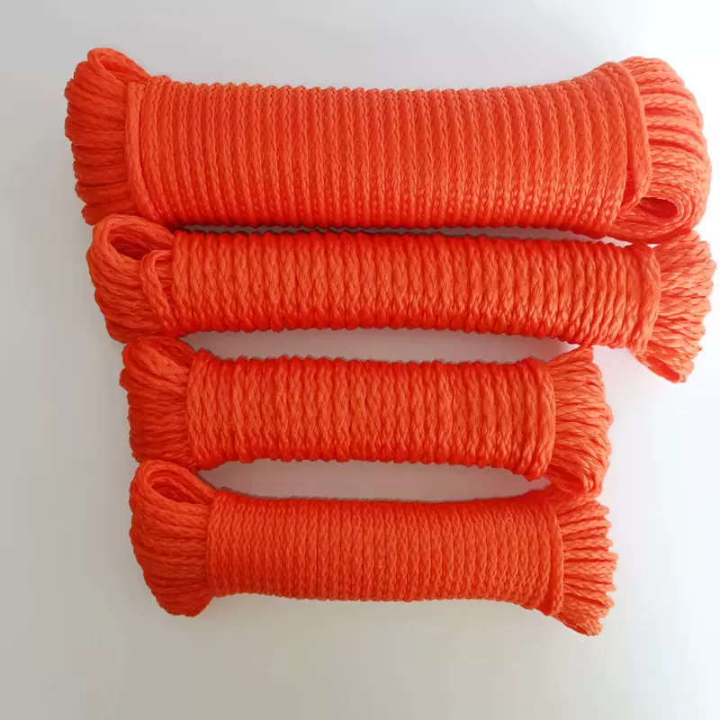 现货8股12股16股PE中空安全绳渔业捆扎绳橘色颜色可选海洋养殖绳
