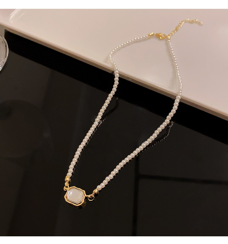 1 Piece Fashion Square Alloy Pearl Plating Inlay Rhinestones Womenu0027S Necklace