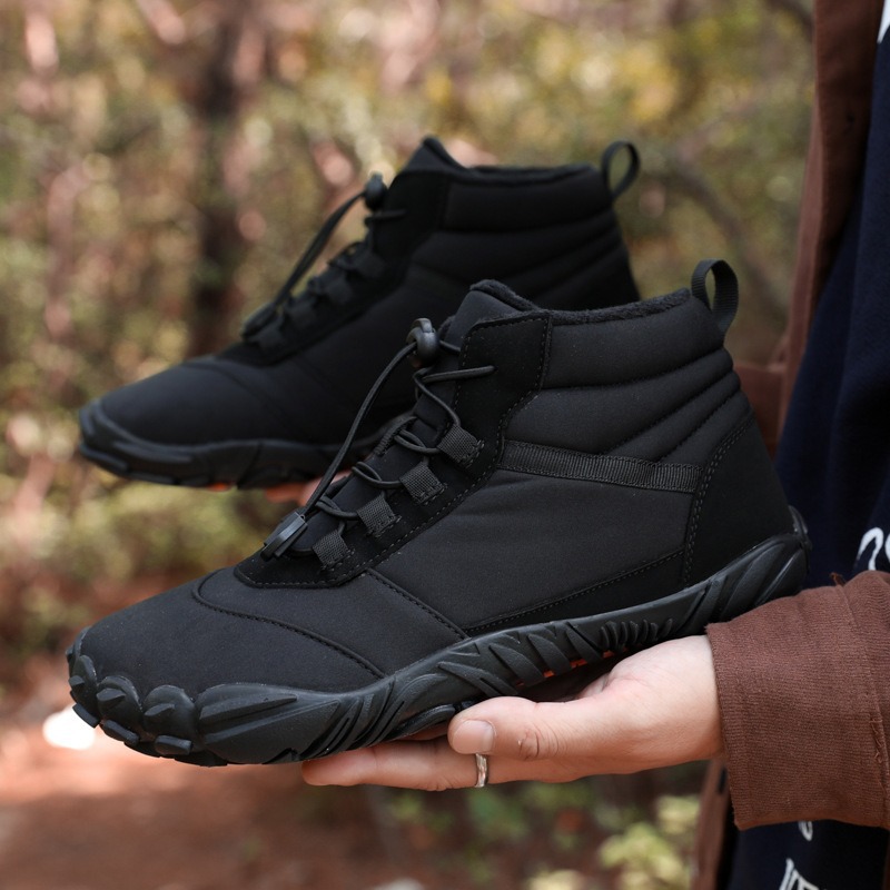 Zapatos de senderismo, antideslizantes, transfronterizos, cálidos, para otoño e invierno, zapatos de algodón repelentes al agua, botas de nieve de senderismo de cinco dedos para parejas, talla grande para exteriores