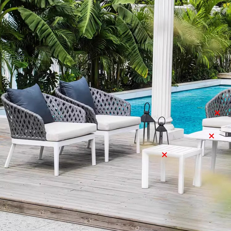 Sofá al aire libre combinado patio jardín terraza balcón impermeable solar al aire libre sofá de aleación de aluminio de caña