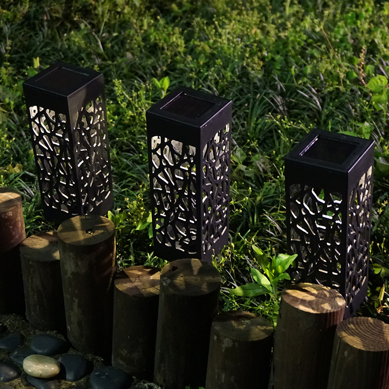 amazon cross-border path light solar lawn light garden light guide garden light outdoor floor-mounted hollow light