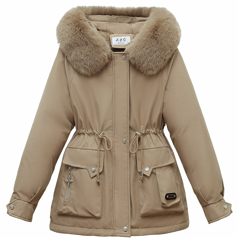 2024 grueso calentamiento para superar la mujer corta ropa de algodón de invierno de cuello grande con capuchón coreano chaqueta suelta image 6