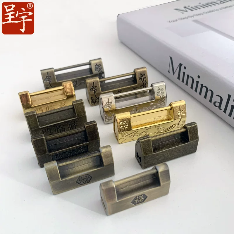 Птичий замок, старомодный антикварный замок, imitation bronze lock, китайский замок, маленький бронзовый миниатюрный антикварный ретро замок, замок с горизонтальным открытием