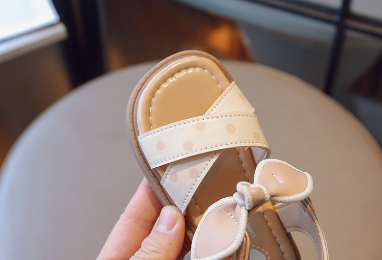 Sandali da principessa per bambina 2024 nuovi Dot Bow, scarpe estive traspiranti e alla moda_voghion.com