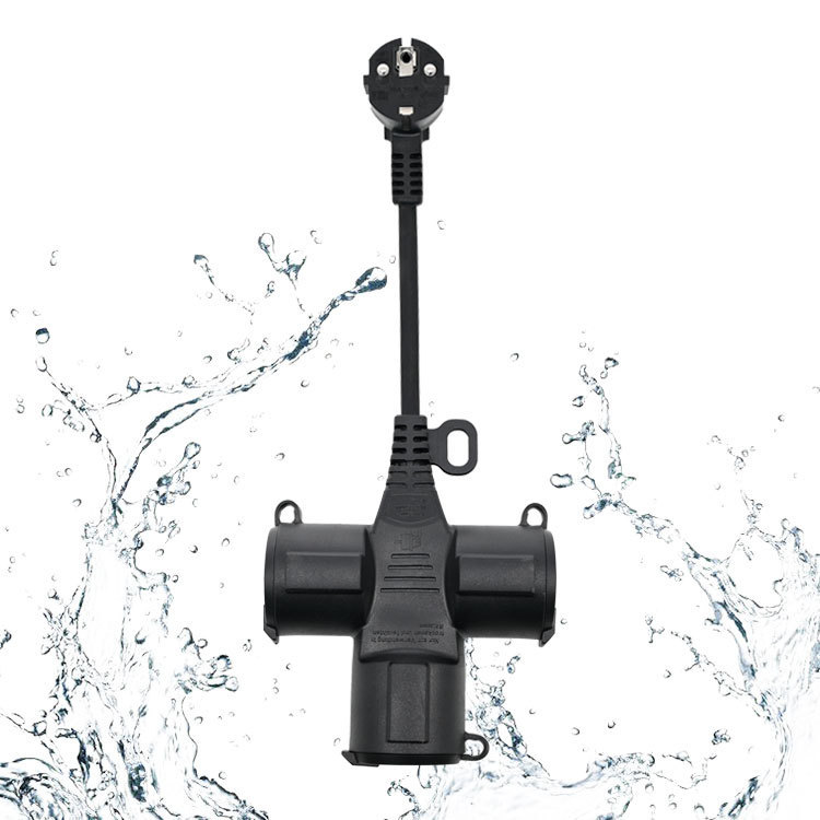 欧标双插座延长线 VDE认证欧标一分三电源线 欧标户外延长