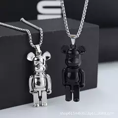 Trending Hip Hop Couple Titanium Steel Necklace Violent Bear Pendant Street Punk Rock Sweater Chain Accessories for Men
