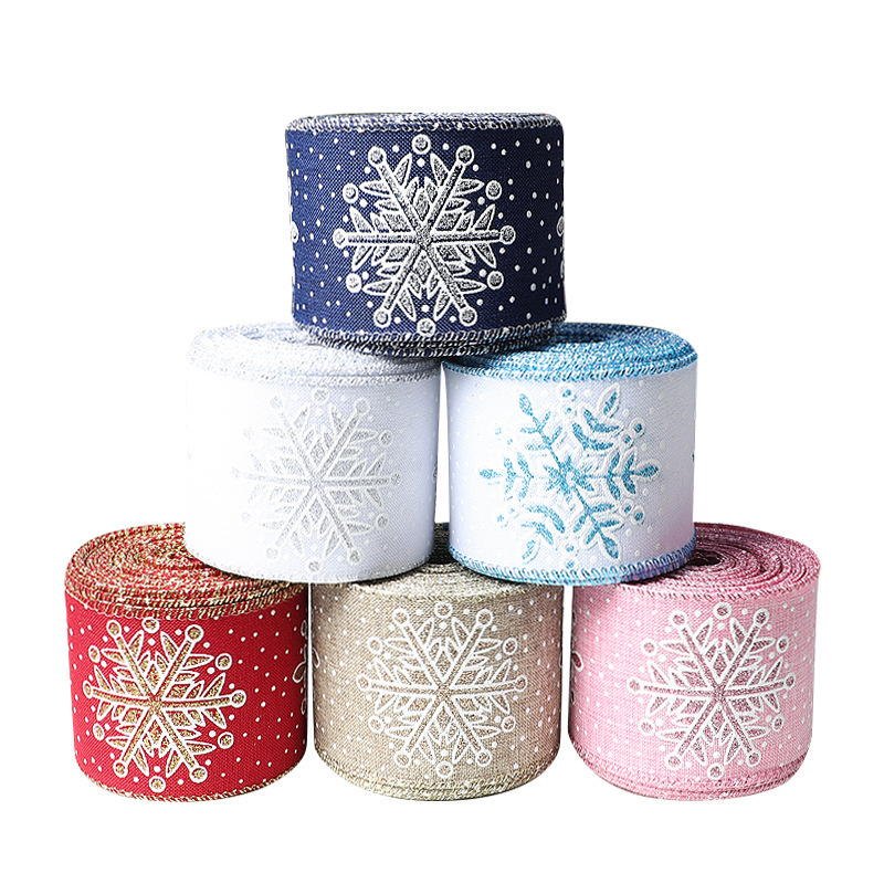 志祥工場クリスマス細麻雪花プリントリボンクリスマス装飾装飾クリスマスリボンdiyリボン|undefined