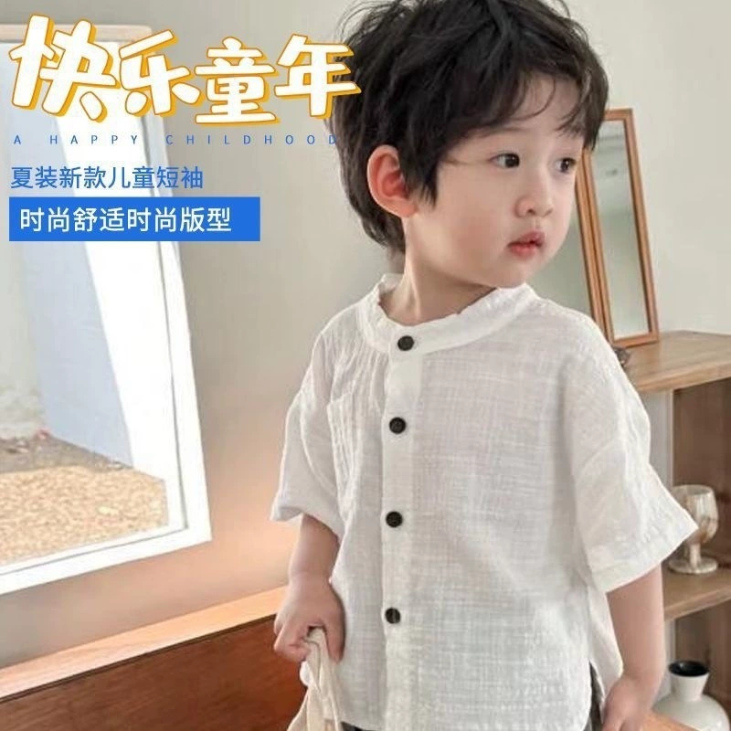 Детская рубашка Летний новый мальчик хлопковая рубашка