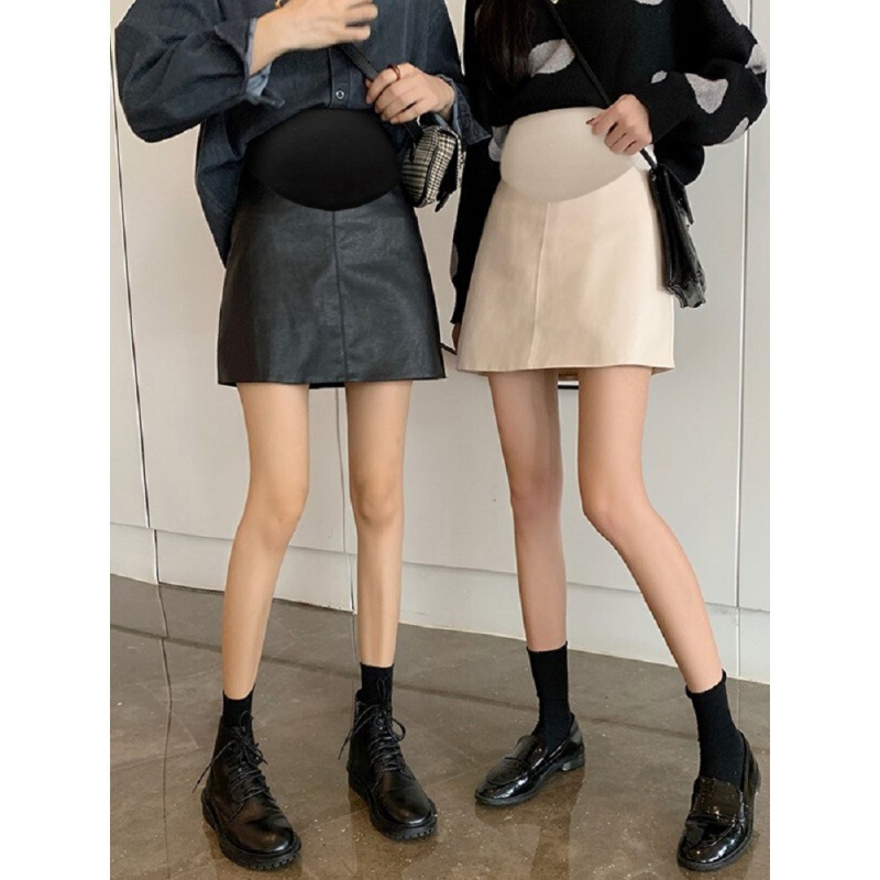 Maternity 2026 Leather Skirt, Spring and Autumn Korean Style High-Waisted Versatile Slimming Fashionable Stylish A-Line Hip-Hugging Pu Short Skirt Maternity 2026 Leather Skirt, Spring and Autumn Korean Style High-Waisted Versatile Slimming Fashionable Stylish A-Line Hip-Hugging Pu Short Skirt