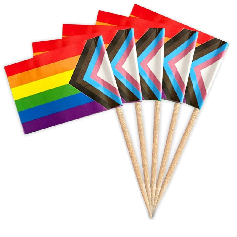 Флаг зубочистки Многоцветный флаг зубочистки креативная вечеринка стейк торт фруктовый вставка семь цветов прогрессивный флаг зубочистки спот