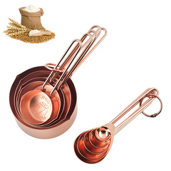 Stainless steel rose gold measuring cup measuring spoon set of 10 Cross-border baking tools copper-plated measuring cup measuring spoon set of 10 pieces