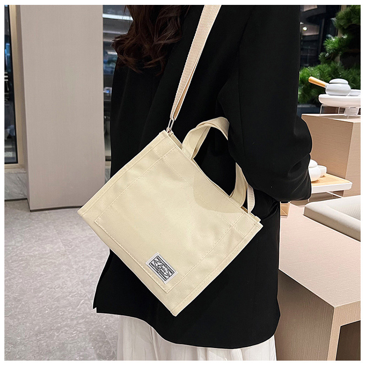 257g Weight Polyester Lining Material Sewing Thread Fashion Element Zipper Closure Type Single Shoulder Strap, Top Handle Strap Type Square Bag Bags Type Casual Occasion Canvas Material Solid Color Pattern All Seasons Season Women's Gender Streetwear Style Square Shape Women's Canvas Solid Color Streetwear Sewing Thread Square Zipper Square Bag 19