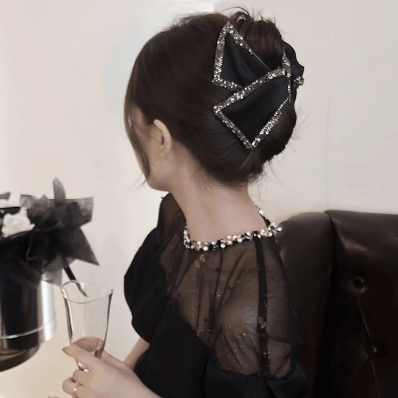 Audrey Hepburn clip nuevo clip de cabello de perla de cola de caballo alta cabeza trasera clip de cabello de tiburón tocado clip de cabello mujer