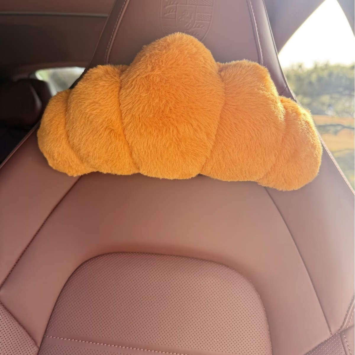 Cute peluche, pan, almohada de cuello para automóviles, almohada de cintura para automóviles, accesorios para automóviles, cinturón para hombros, funda para almohada
