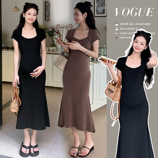 Real shot spot ~ 2024 summer new slim fishtail dress trendy mom temperament small black skirt
