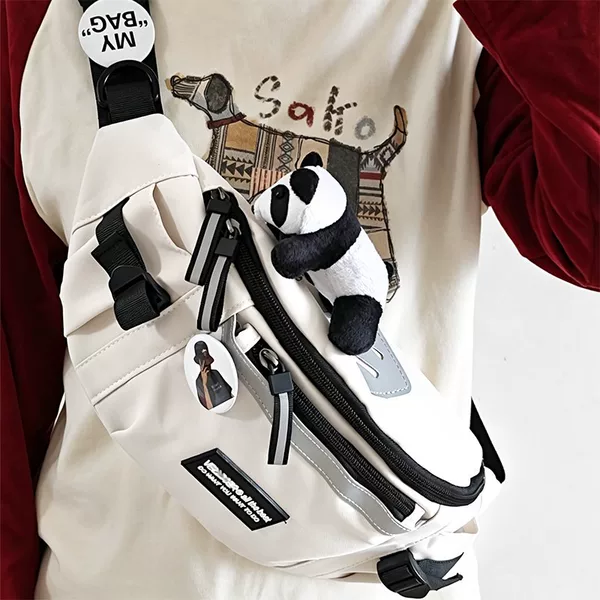 Men's crossbody bag in Japanese workwear style, new casual versatile sports waist bag for students, cycling shoulder chest bag, trendy backpack