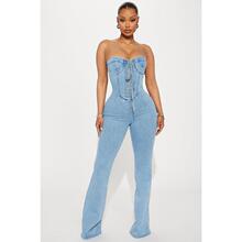 F 41343 Tube top waist-cinched jumpsuit Ĩ�ؽ��������