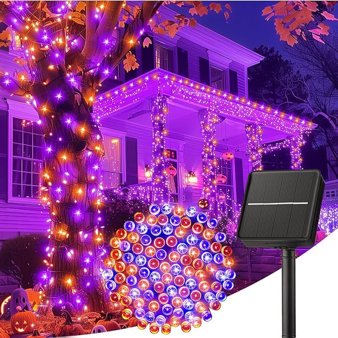 Cross-border new Halloween Christmas Independence Day solar string lights courtyard outdoor led decoration garden lights