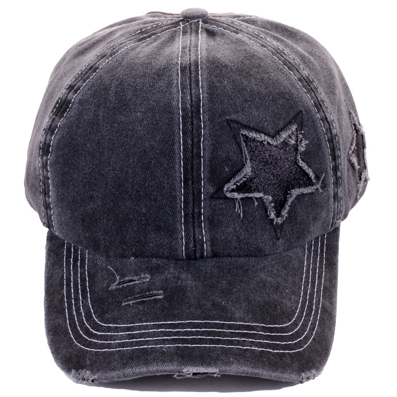 Cotton Material Star, Solid Color Pattern Women's Simple Style Star Solid Color Curved Eaves Baseball Cap