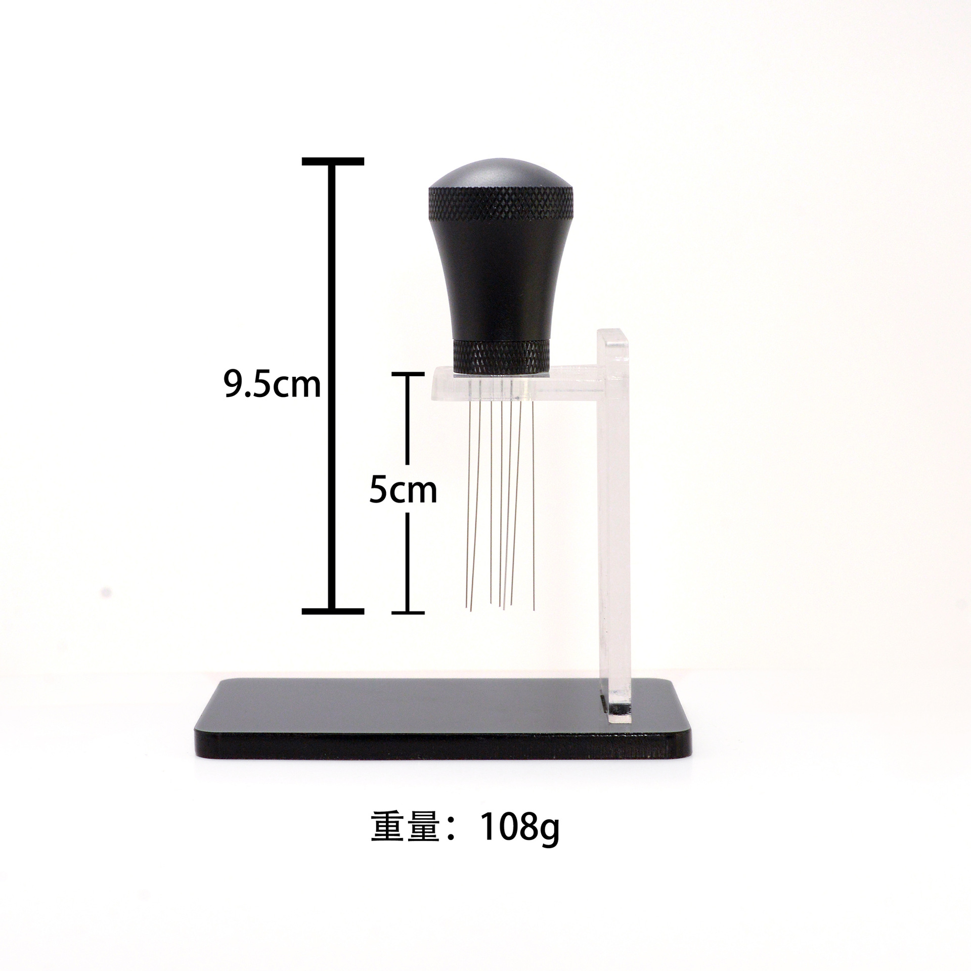 Aleación de aluminio café tela polvo aguja polvo suelto aguja traje acrílico base aguja de acero inoxidable dispensador de agitación